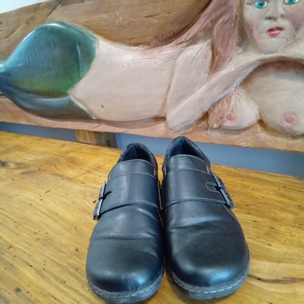 b.o.c. Black Faux Leather Double Monk Strap Comfort Shoes Sz 11